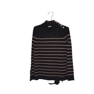 Calvin Klein mock neck striped Sweater with button detail size medium